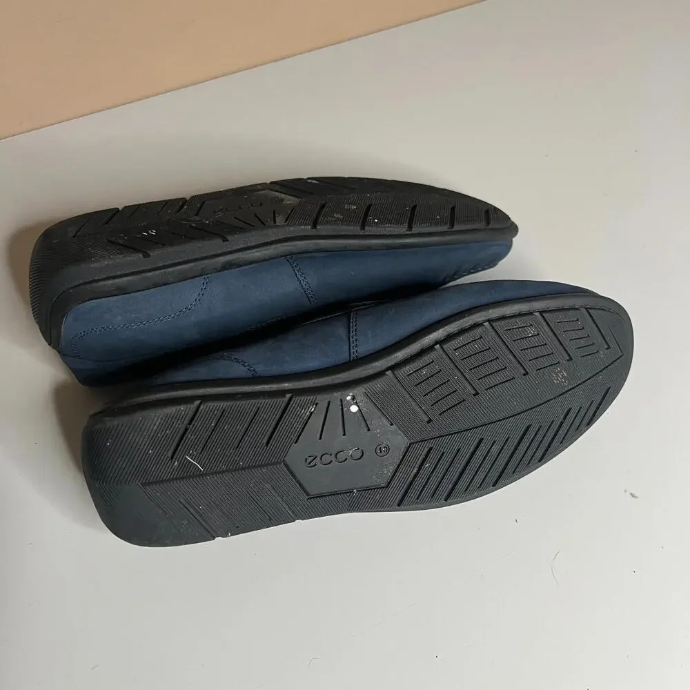 ECCO Men's Blue Leather Loafers Slip On Dress Shoes EU 40‎ US 6-6.5 Classic